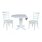 International Concepts 42 in. Solid Wood Round Drop Leaf Pedestal Table with 2 Dining Chairs in White K08-42DPT-23B-C617-2 - alternate 6